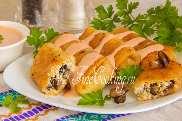 Блинчики с курицей и грибами