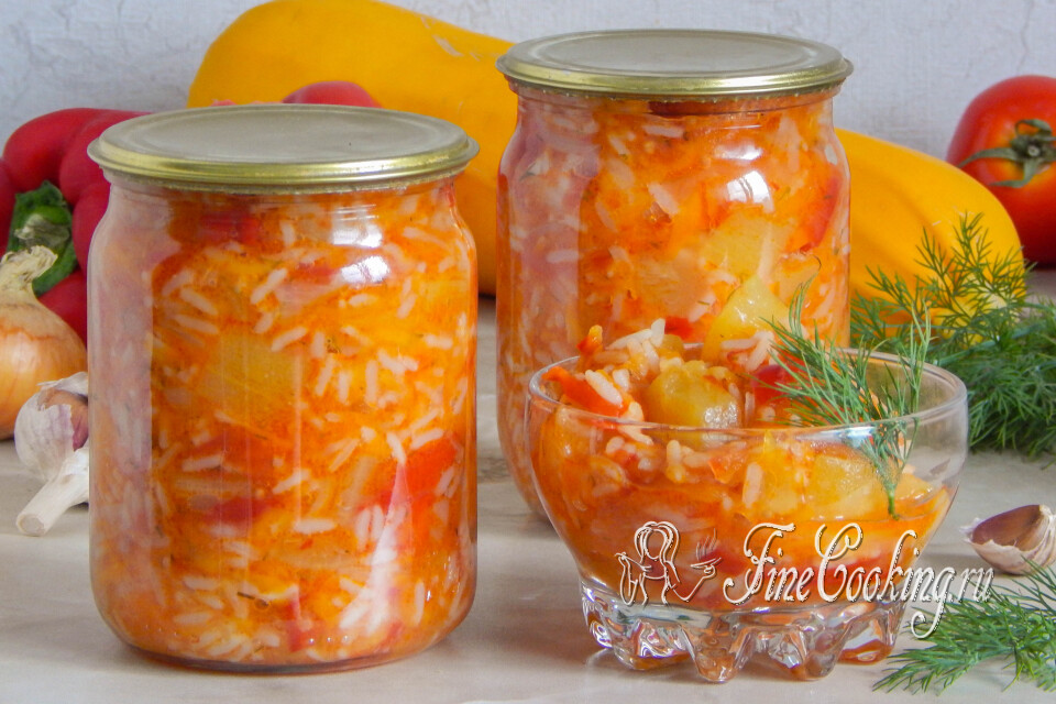 Кабачки с рисом на зиму — готовое блюдо