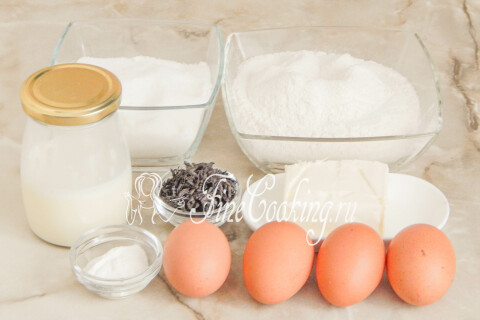 Продукты для кекса Эрл Грей: мука, сахар, яйца, сливки, масло и чёрный чай