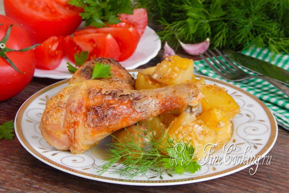 Курица с картошкой в сметане в духовке — готовое блюдо