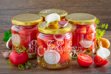 Маринованные помидоры дольками с луком на зиму