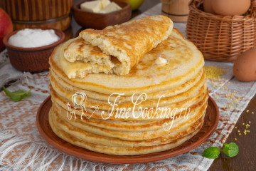 Толстые дрожжевые блины на кулеше (на пшенной каше)