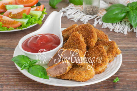 Готовый язык в сухарях с хрустящей золотистой корочкой