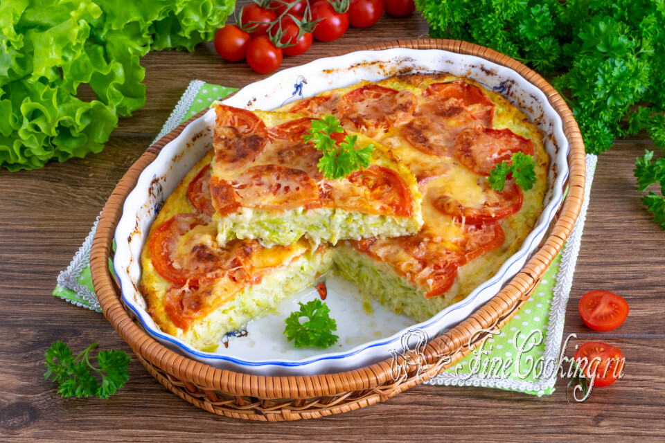 Запеканка из кабачков с сыром и помидорами — готовое блюдо