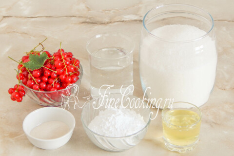 Продукты для зефира из красной смородины: ягоды, сахар, яичный белок, агар-агар и сахарная пудра